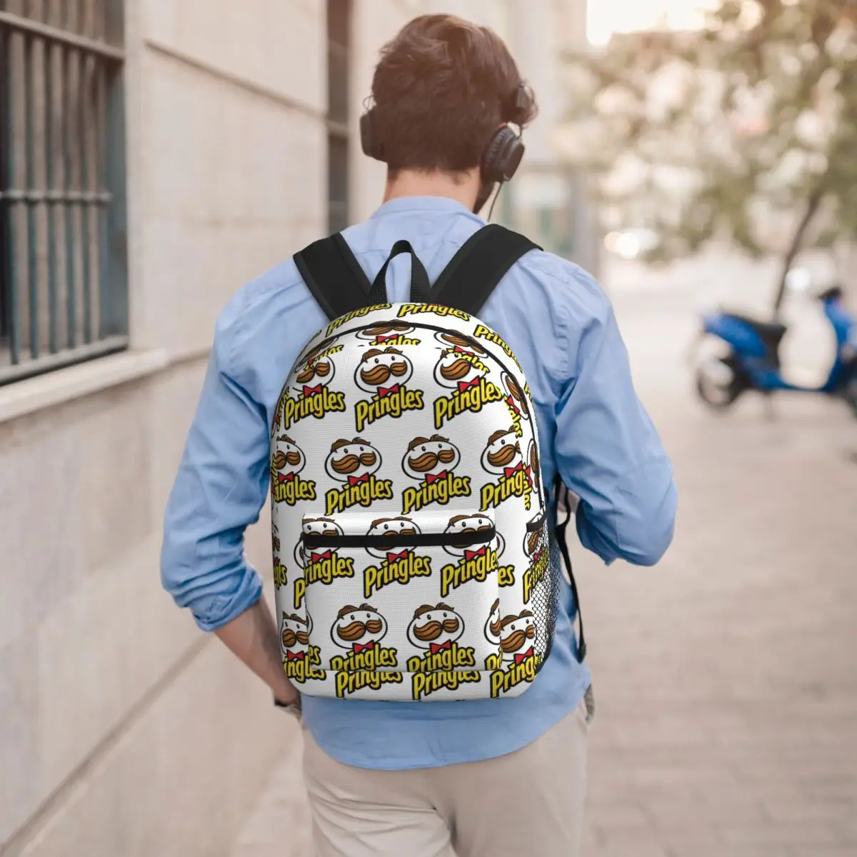 Potato Crisps Chips Pringles Print Student Backpack School Bag Hiking Travel Daypack for Boys Girls Bookbag Shoulder Bags