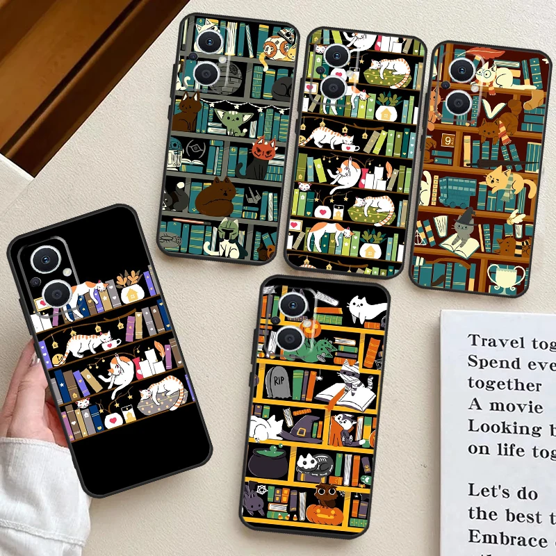 Library Magic cats Kitten Case For OPPO Find X5 X6 Pro X2 X3 Neo Lite OPPO Reno 10 Pro 8T 5Z 4Z 4 6 7 8 5 Lite Cover