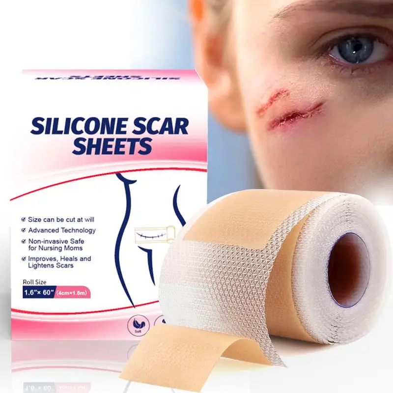 1 Roll Silicone Scar Sheets Painless Scar Repair Tape Roll Scar Removal Strips for Face Body Acne Skin Care