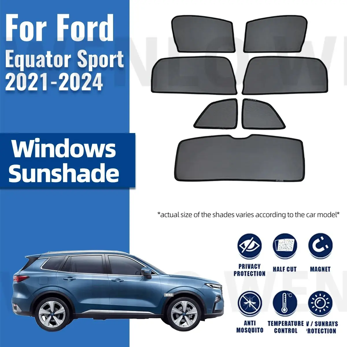 

For Ford Equator Sport 2021 2022 2023 2024 Magnetic Car Sunshade Front Windshield Frame Curtain Rear Side Window Sun Shades