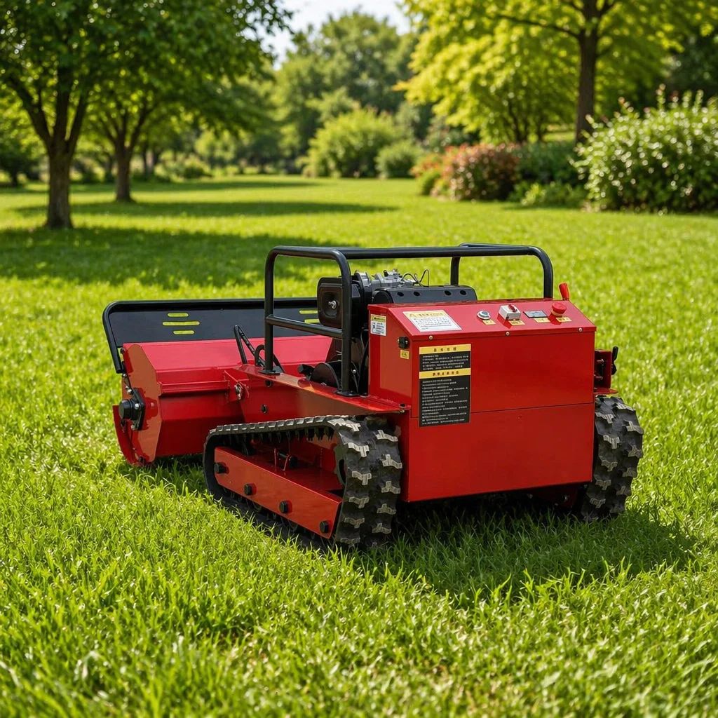 Remote Control Crawler Lawn Mower, High Efficiency Mower For Steep Slope Grass Cutting