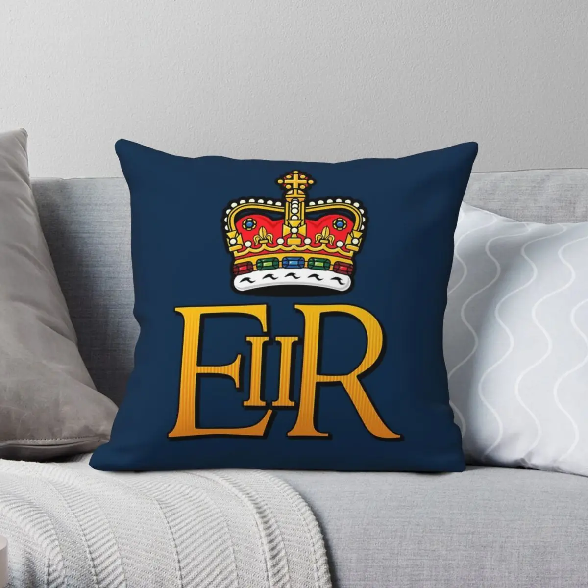 Royal Cypher Of Queen Elizabeth II Square Pillowcase Polyester Linen Velvet Creative Zip Throw Pillow Case Bed Cushion Cover