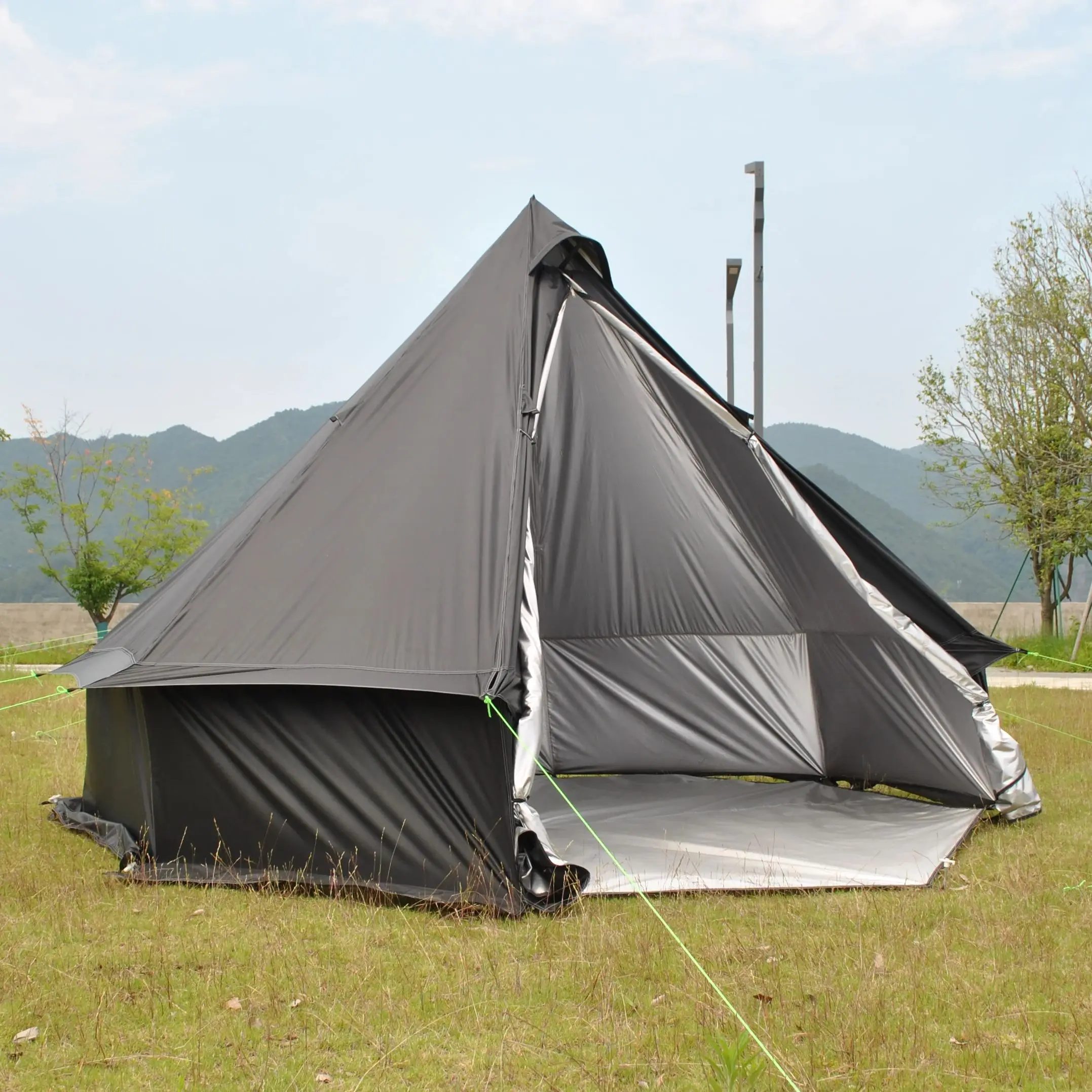 خيمة منغوليا يورت 6/7/8 شخص، خيمة قلعة فاخرة للفصول الأربعة، قابلة للتنفس، مقاومة للماء في الهواء الطلق، وظيفة محمولة مطلية بالفضة للأشعة فوق البنفسجية، #2