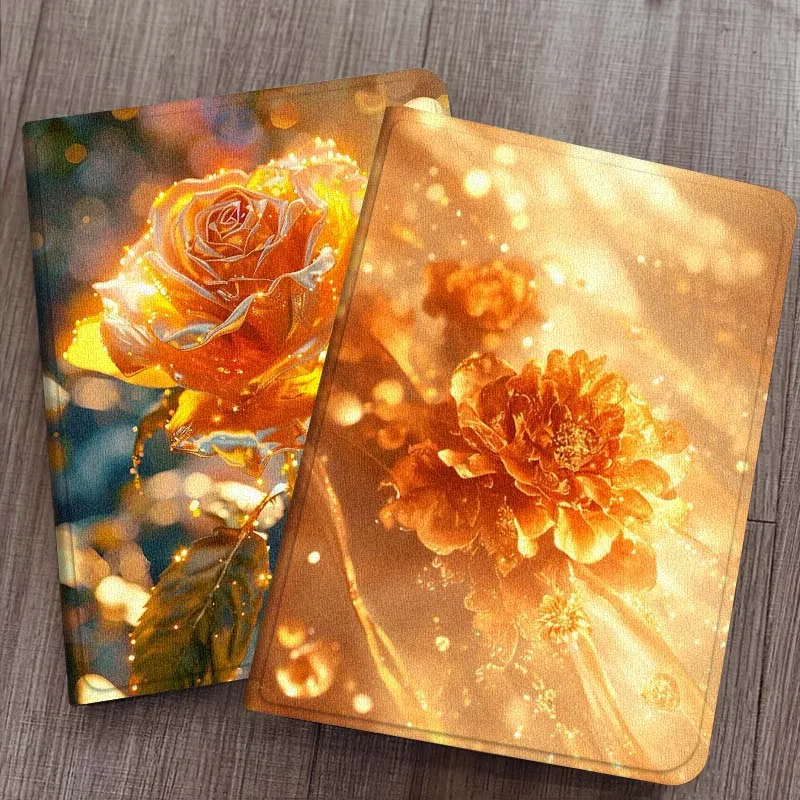 

Golden Flower Pattern For Samsung Galaxy Tab S7 S8 S9 S10 S11 FE Plus Lite Tablet Case