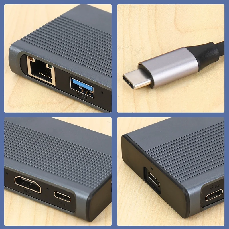 USB C Hub M.2 SSD Enclosure -Compatible+USB3.1+RJ45+PD Type-C Docking Station For M.2 NVME NGFF SSD For