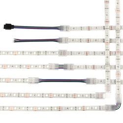 RGB LED Strip Connector for 10mm 4pin IP20 IP65 5050 2835 SMD RGB Tape Lights L Shape Power Wire Extension Corner Connectors