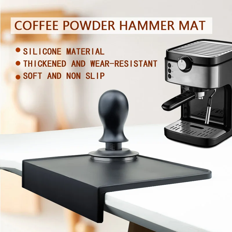 Coffee Tamper Mat Espresso Tamping Mat, Anti-Slip Espresso Tamp Mat Corner Tamping Pad Soft Odorless Holder Pad Black