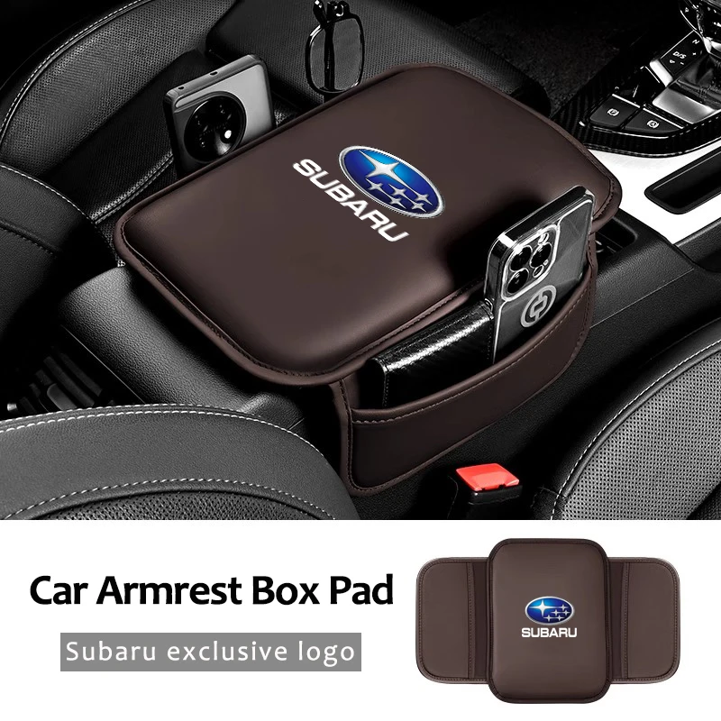 Caja de reposabrazos de cuero para coche, almohadilla protectora elevada, cojín para reposabrazos para Subaru STI BRZ Outback Smart Legacy Impreza WRX 2006 Ascent