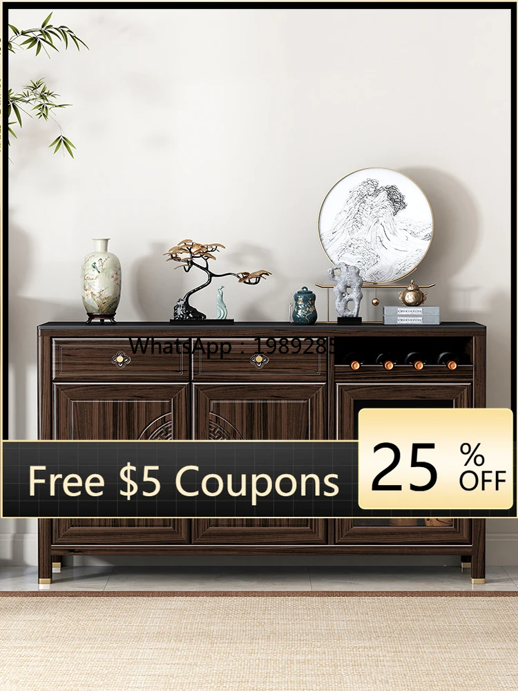 

LYY New Chinese Style Solid Wood Sideboard Ebony Wood Living Room Storage Modern Simple Tea Cabinet Kitchen Storage Cabinet