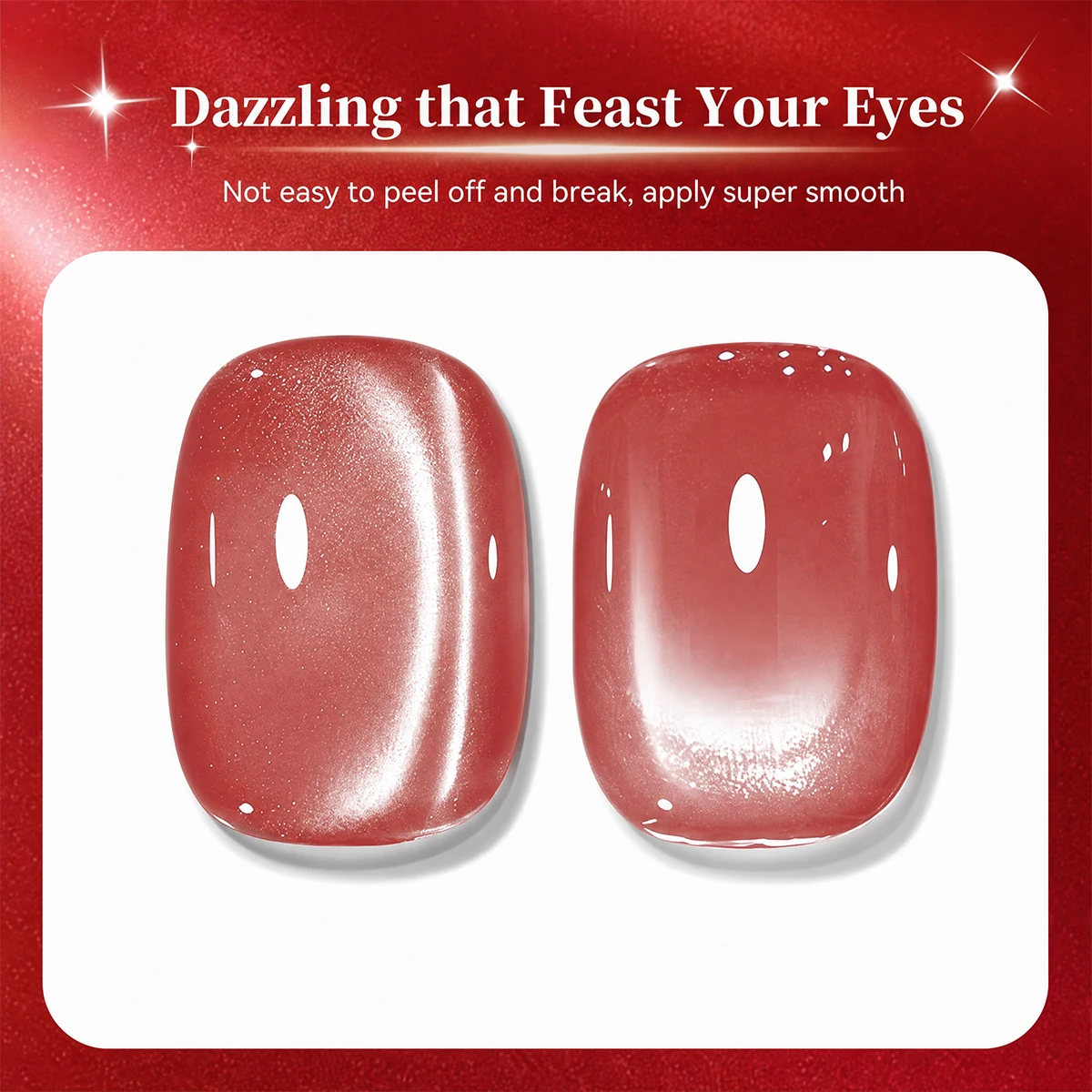 Single Bottle, Luxurious Crystal Cat Eye Uv Gel Nail Polish, Lasts for 28 Days, Anti-Peeling, Magnetic Nail Gel, Ruby Red Glitter Nail Color, Specially Designed for Nail Salons