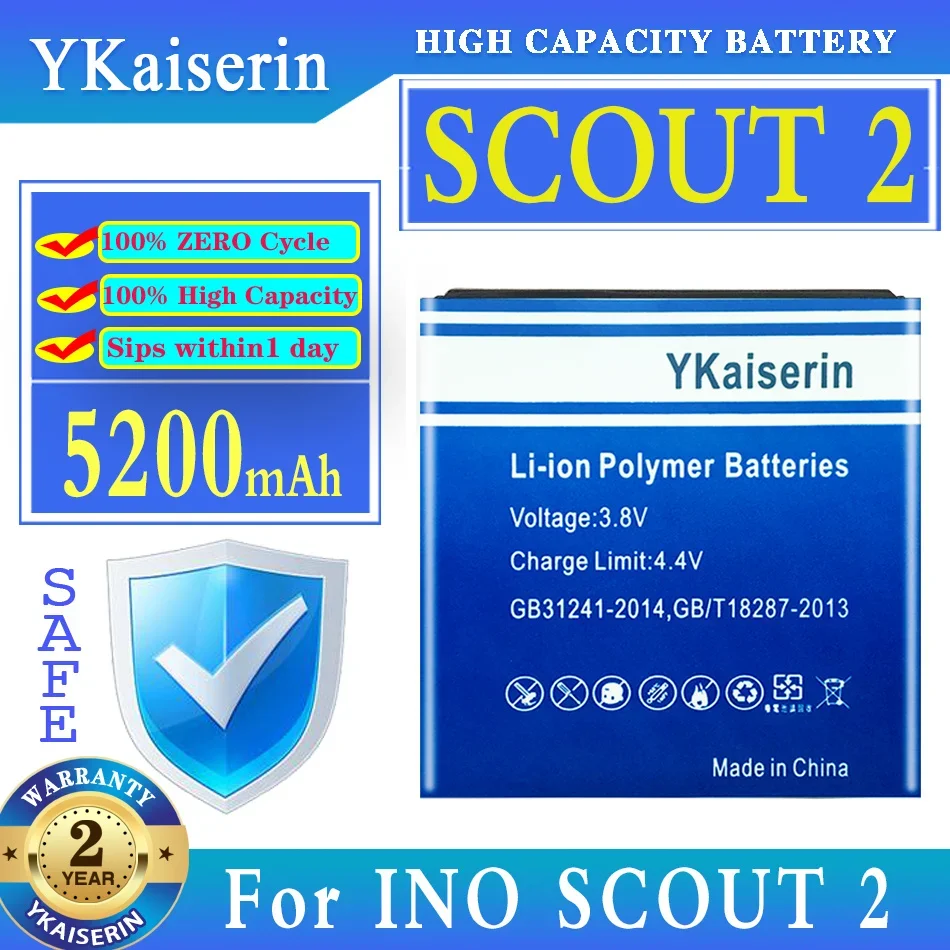 Сменный аккумулятор ykaisсеребрин 3400 мАч/5200 мАч для телефона INO SCOUT 2S SN YL1704001299 S/N:YL1704001299