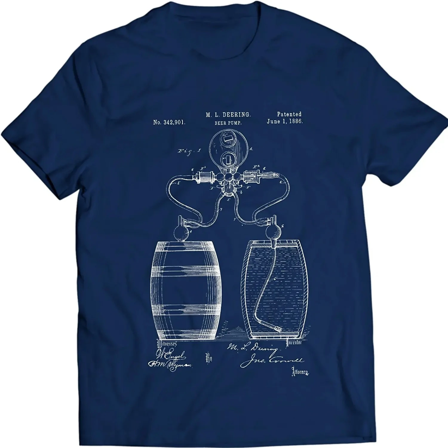 Cool Fashion DTG MKW Tee Beer Pump Process Barrel Patent Patent T-Shirt Mens Summer Cotton Short Sleeve O-Neck T Shirt New S-3XL