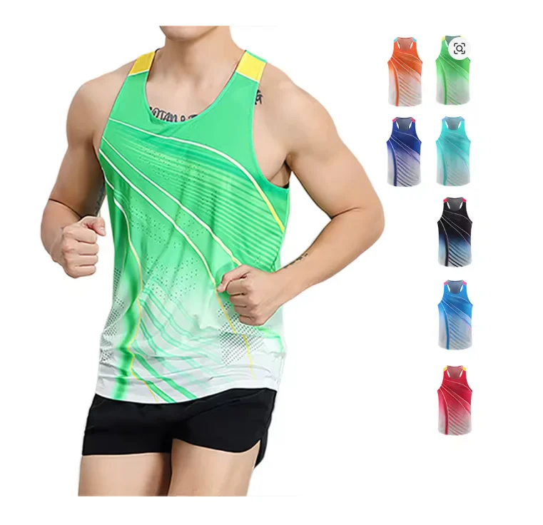 Farbverlauf 3D-Druck Herren Sport-Tanktops Outdoor Marathon Laufen Atmungsaktive Ärmellose Weste Klassisches Design Unisex T-Shirts