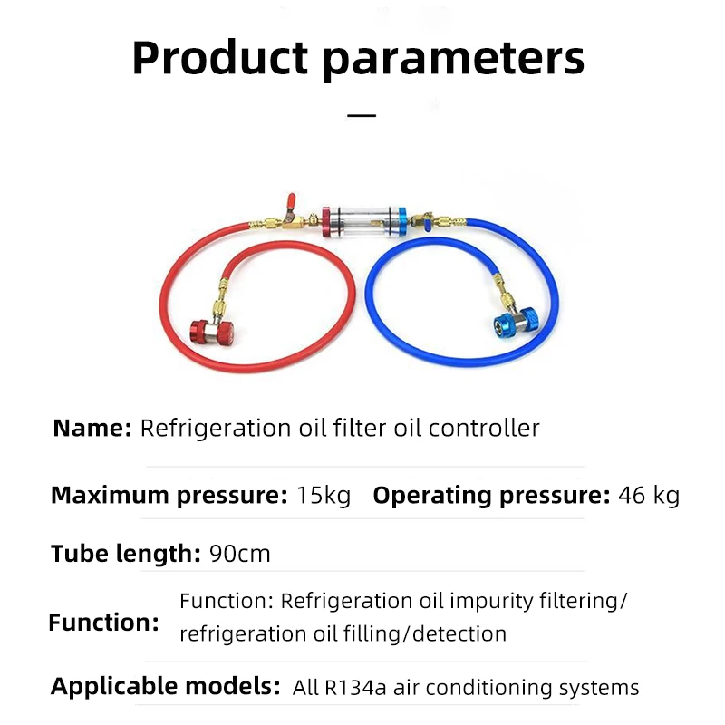 Upgraded Style Car Air Conditioning Refrigerant Oil Analyzer Refrigeration Oil Filler A/C System Compressor Oil Filter