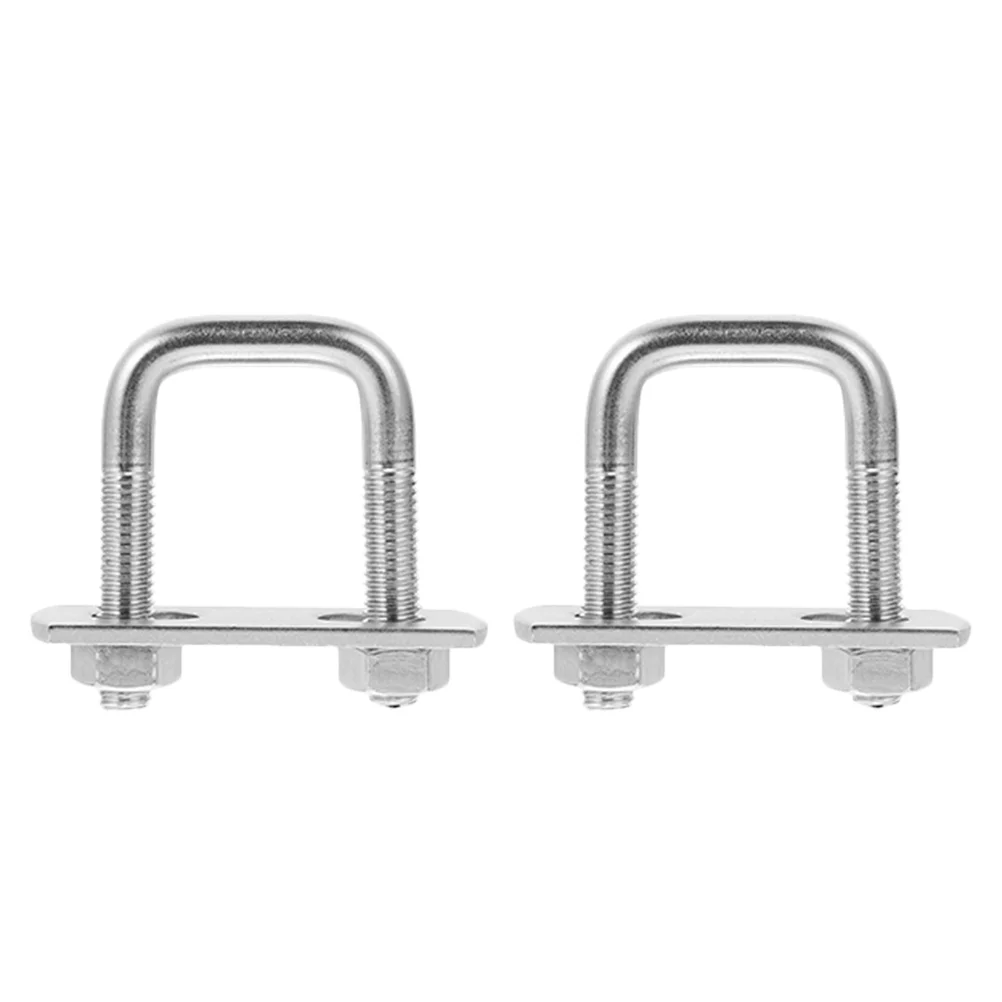 2 Pcs U-bolt Bolts Right Angle Shape Stainless Steel U-shaped Card Tubes Clamps Hardwares for