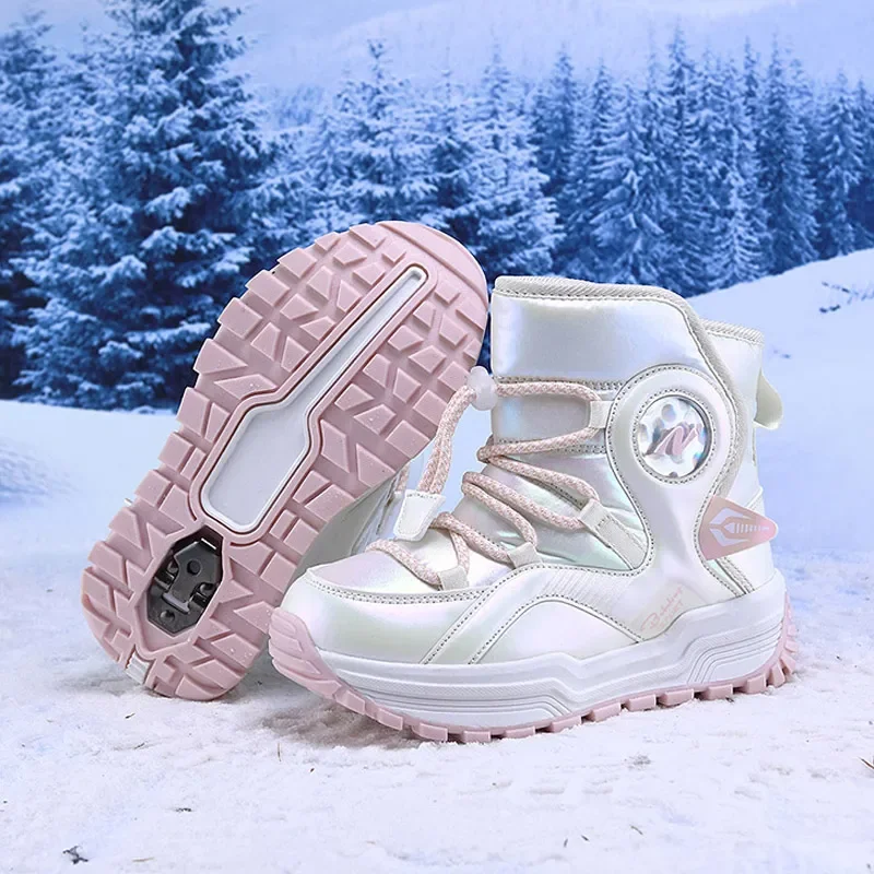 

Children Girls Snow Boots 6-10 Years for Toddlers Boys Winter Warm FUR Shoes, Plush Fashion Platsform Short Booties BN236