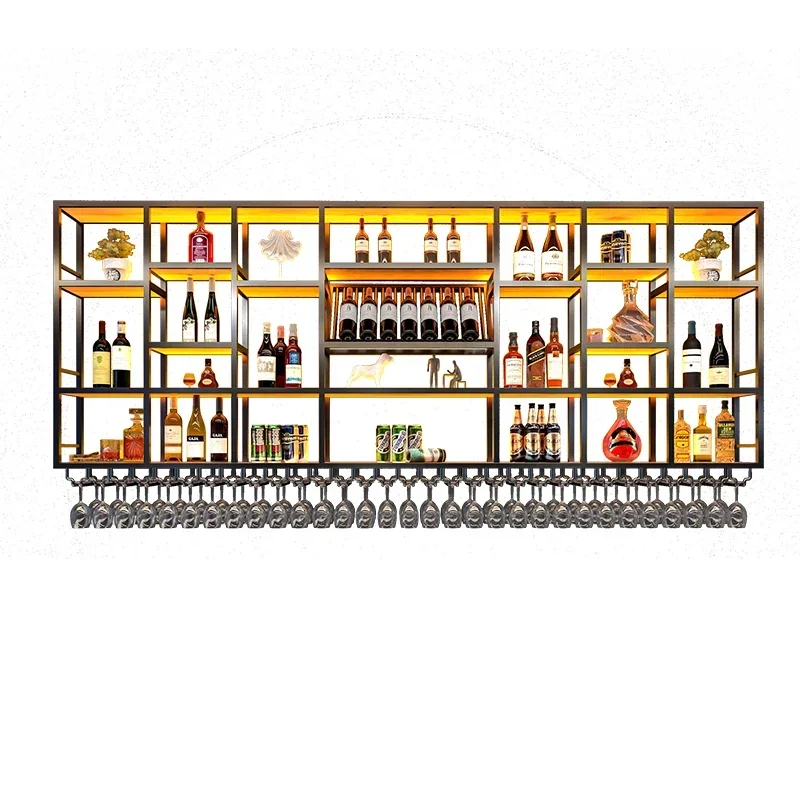 Luxuoso armazenamento de vinho rack garrafa moderno e minimalista restaurante rack parede prateleira fantasia botines de vino casa bar móveis