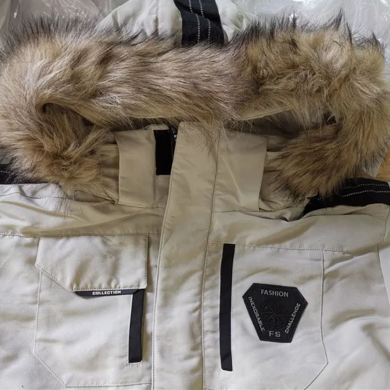 Parka coupe-vent à capuche en fourrure pour homme, manteau de neige chaud, veste d\'hiver, 90% duvet de canard blanc, optique-30