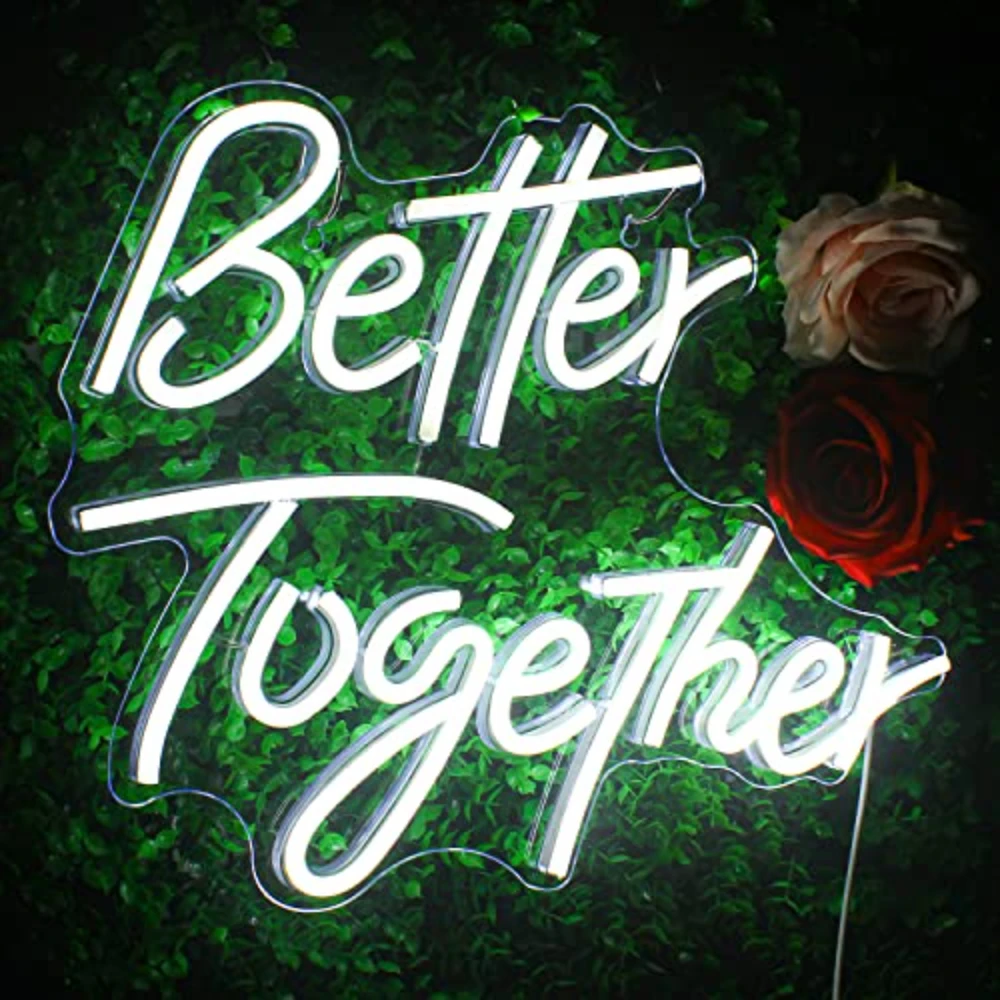 Better Together Neon Sign,Neon Light for Wall Decor,Wedding Neon Sign,White Led Neon Light USB Letters Neon Signs Led Signs