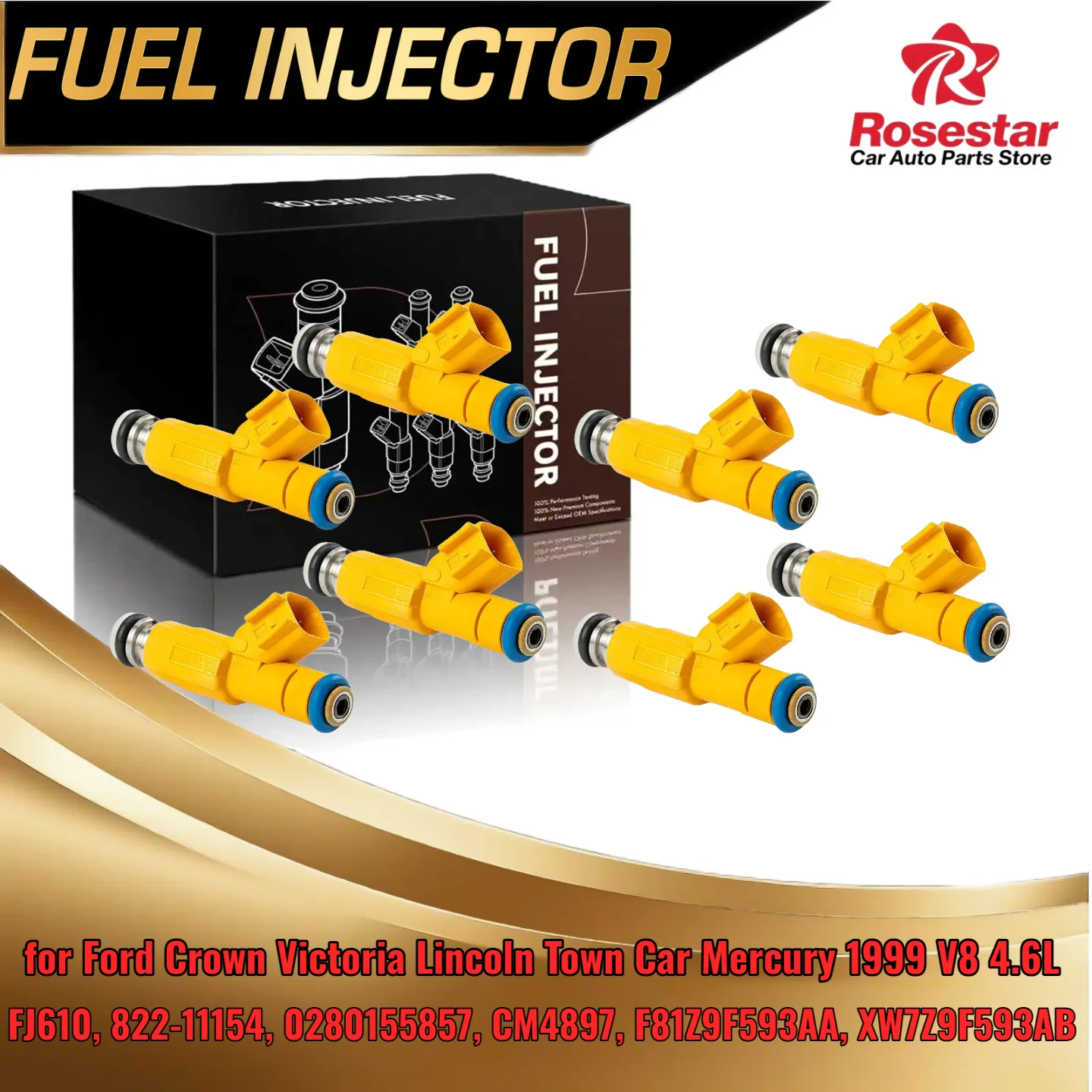 

8 шт. топливные форсунки для Ford Crown Victoria для Lincoln Town Car 1999 4,6 л V8 FJ610 0280155857 F81Z9F593AA
