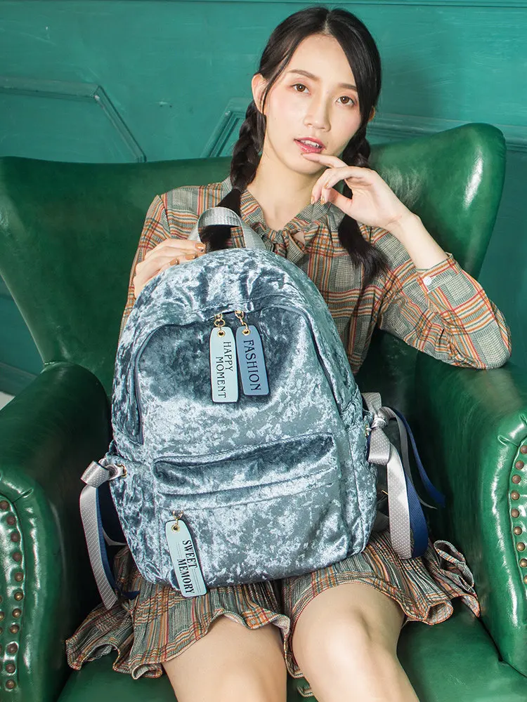 

2026 New Casual Backpack Women's Velvet Versatile Handbag Bow Lightweight Solid Color Large-capacity Women's Backpack