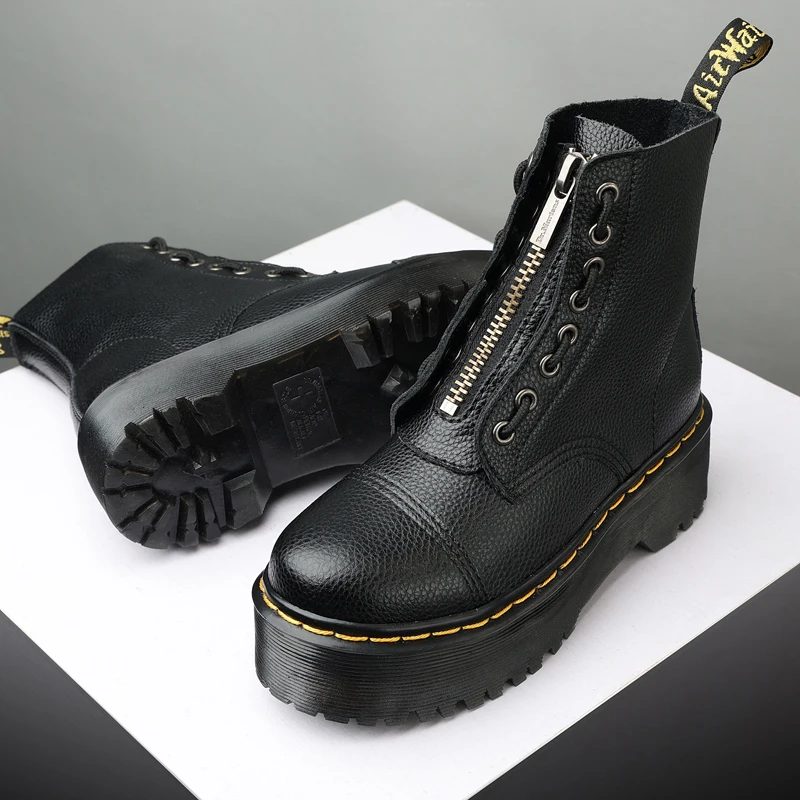 British two-wear thick-soled 8-hole women's boots Sinclair motorcycle shoes front zipper fashion sexy punk men's winter boots