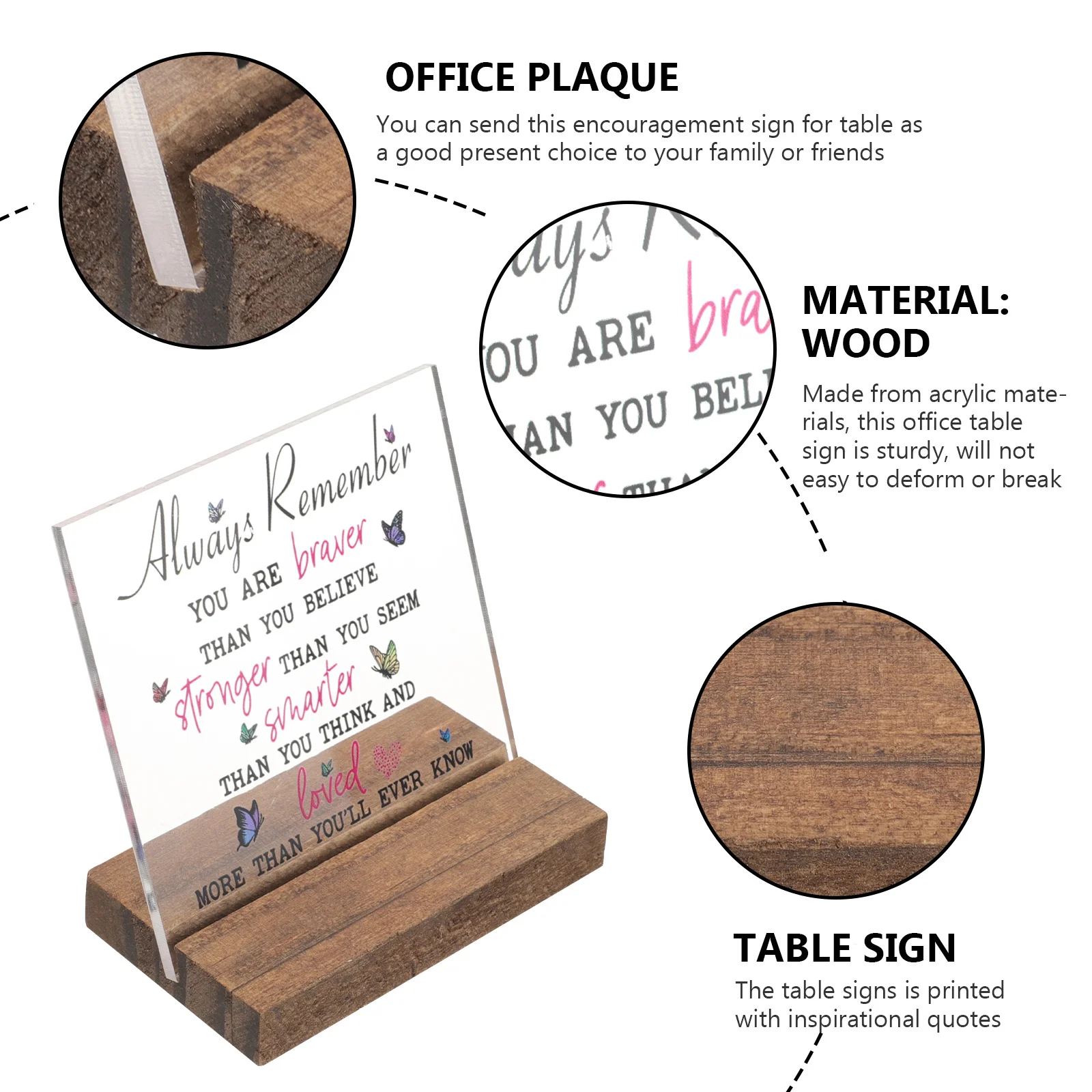 

Inspirational Acrylic Desk Plaque Encouragement Motivational Decor Stand Home Women Gift Cheer Up Lightweight Portable Sturdy