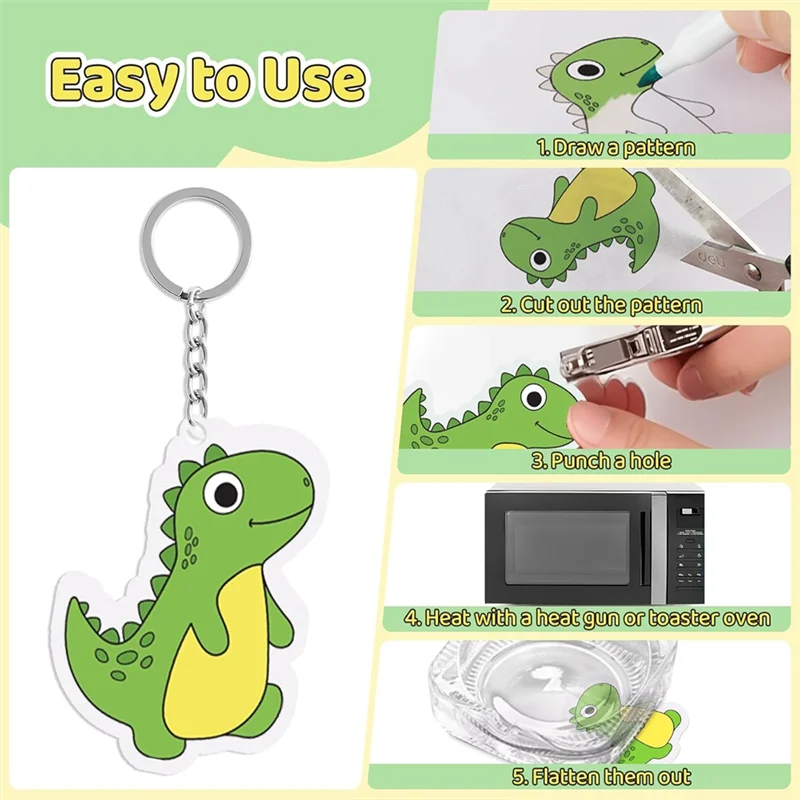 مجموعة أوراق VELIF-Shrinky-Dink (186 قطعة)، مجموعة سلسلة مفاتيح مكونة من 25 ورقة من صفائح Shrinky، ورق بلاستيكي منكمش، شرابات للمشروعات اليدوية