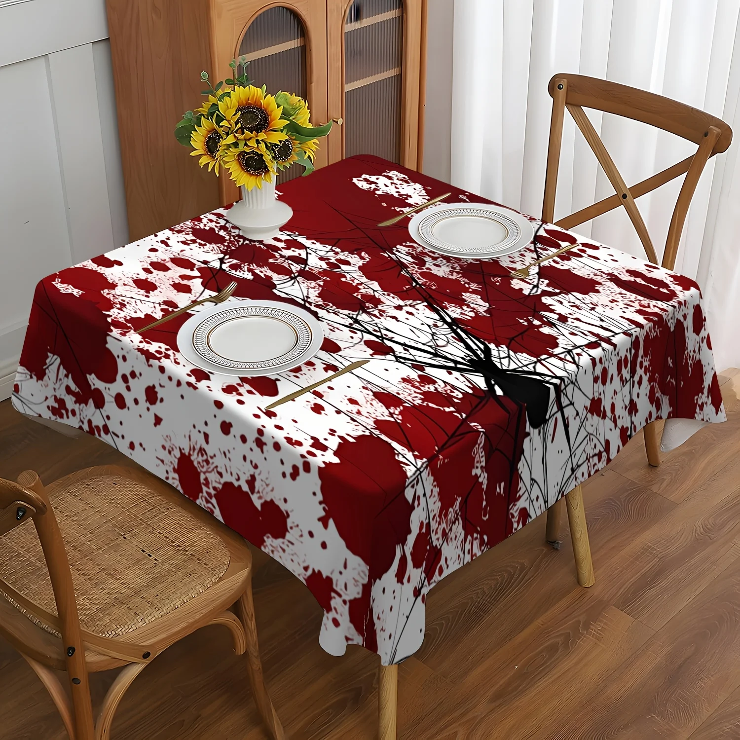 [Product] 1 piece of terrifying spider web patterned tablecloth - made of durable polyester fabriczyc