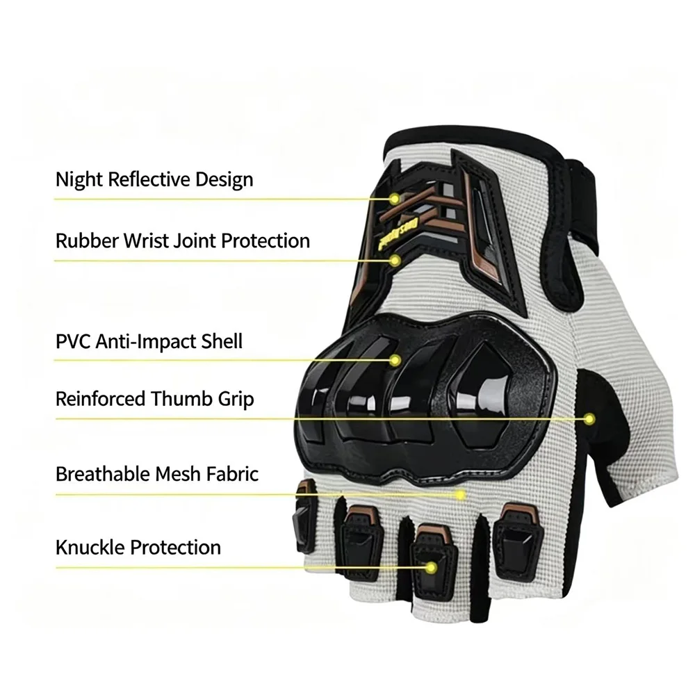 Half Finger Motorcycle Gloves Summer Ventilated Anti-fall Anti-slip Touch Screen Scooter E-bike Riding Protective Gear