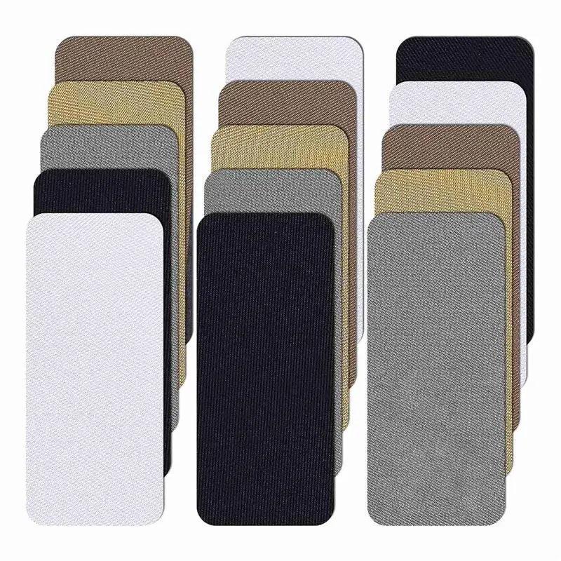 A74E-Iron On Fabric Patches For Clothes,15 PCS Fabric Patches For Clothes, 5 Shades Iron On Patch For Clothing,Clothing Patches
