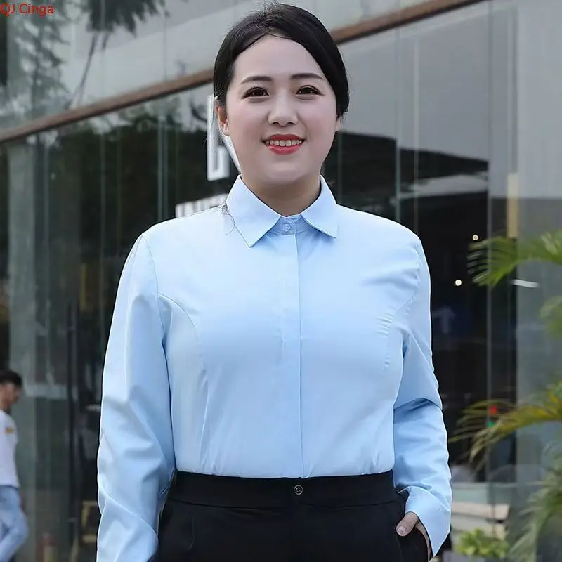 2026 Spring New Arrival Women's Light Blue Long-Sleeve Shirt, White Single-Button Short-Sleeve Collared Shirts. (European Sizes)