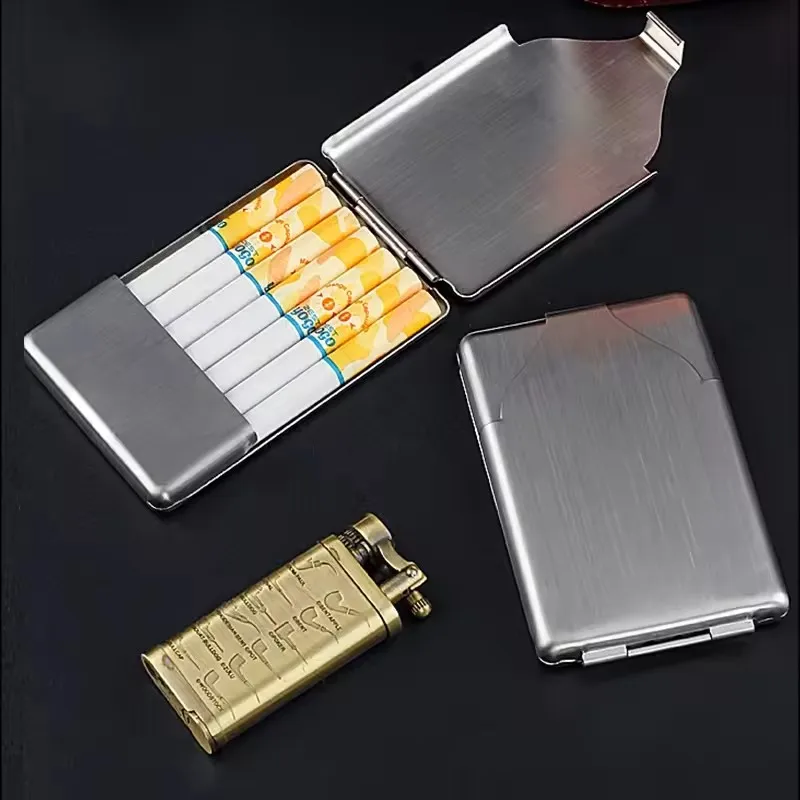 Ultra Thin Stainless Steel Cigarette Box: Rust-Proof Moisture-Resistant Cigarette Storage Case Pocket-Sized with Clip Easy Carry