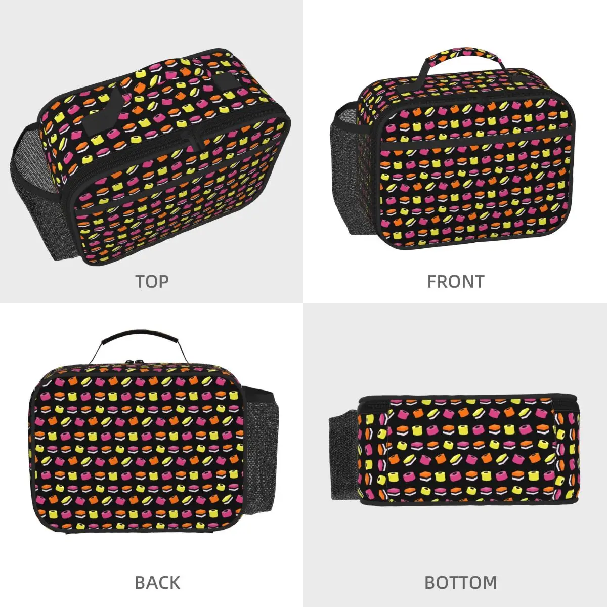 Liquorice Allsorts Sweets Insulated Lunch Bag for Women Children Portable Food Boxes Thermal Lunch Box Tote