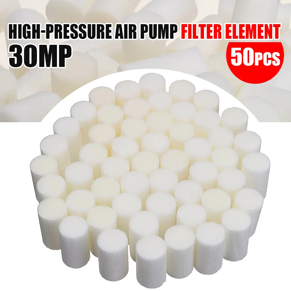 50Pcs High Pressure Pump Filter Element Refill 30MPa Fiber Cotton Filters For Water Purify Air Compressor System Replacement Kit