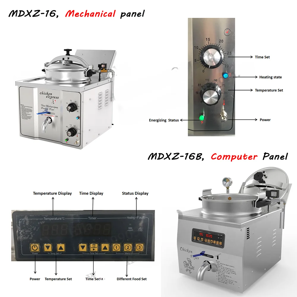 Small Shop and Household Use 16L Counter-top Commercial Pressure Fryer Computer Panel  MDXZ-16B