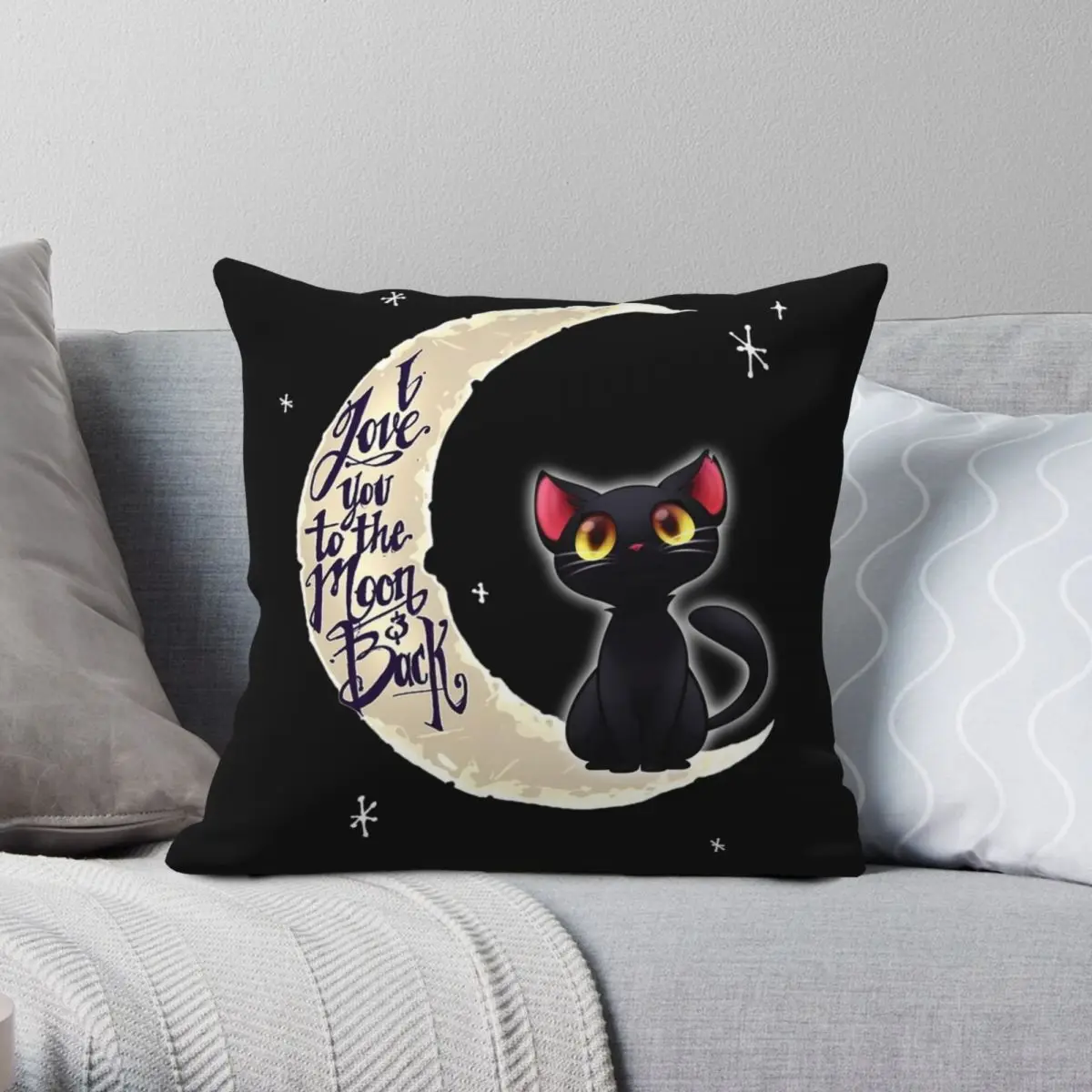 

I Love You To The Moon Square Pillowcase Polyester Linen Velvet Pattern Zip Decor Car Cushion Cover