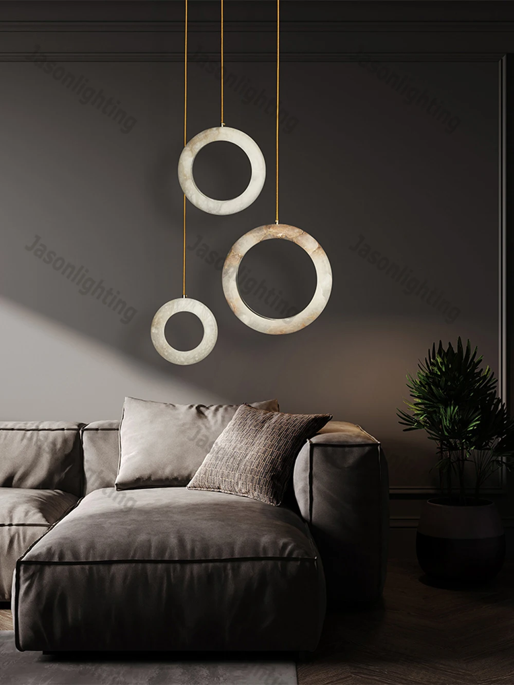 

2025 Hot Marble Circle Dimmable LED Hanging Lamps Suspension Luminaire Lampen Alabaster Pendant Light For Foyer Dinning Room