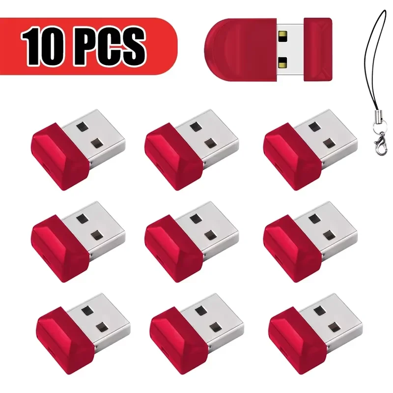 10 Pieces USB Flash Drive 128GB Free Custom Logo Pen Drive 64GB Super Mini Pendrive 32GB Key Chian Memory Stick Business U Disk