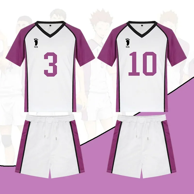 

2025 Anime Haikyuu Cosplay Costume Shiratorizawa High School Sportswear Volleyball Club Jersey Uniform Tendou Satori T-shirt Ful