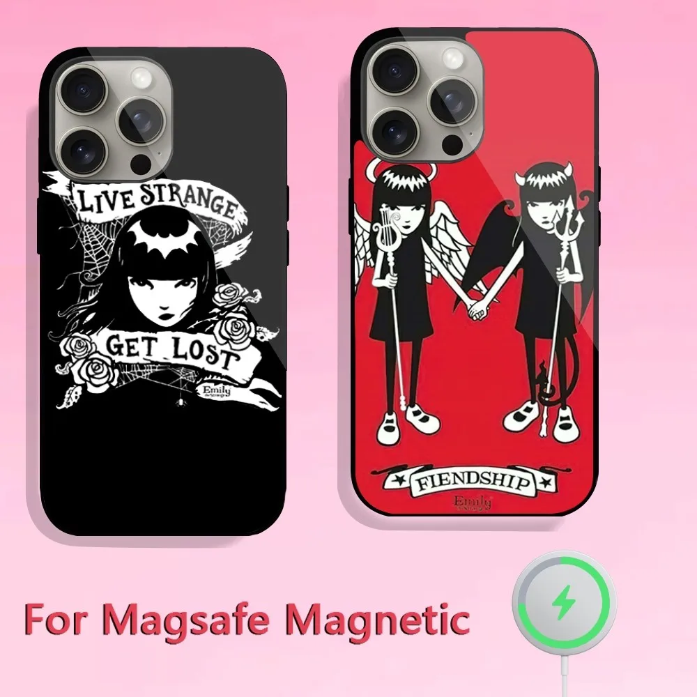 Comic Emily The Strange Phone Case For iPhone 11 12 13 14 15 Plus Pro Max Magsafe Magnetic Wireless Charging shell