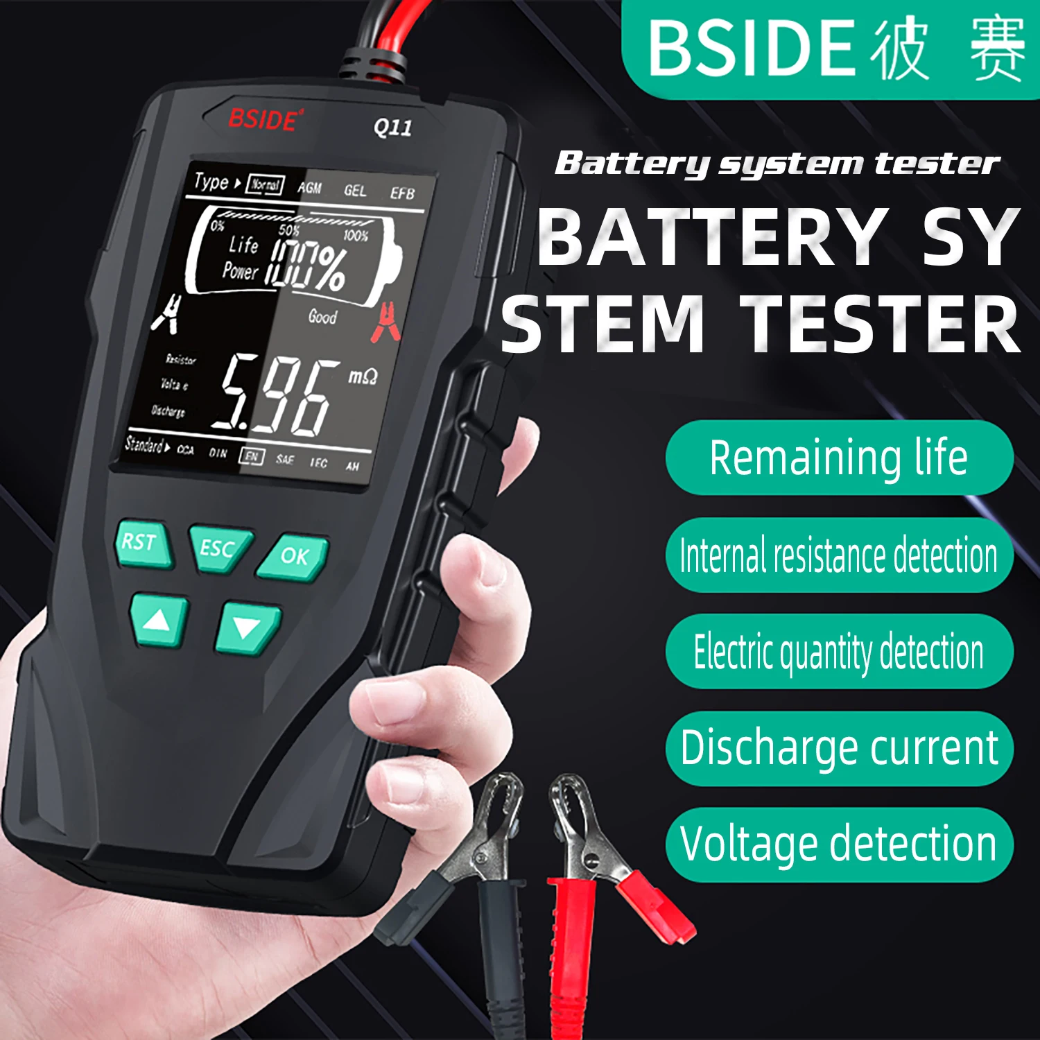 BSIDE Q11 Car Battery Tester 12V 24V  Digital Checker Professional Automatic Detect  Battery Analyzer Car Battery Tool