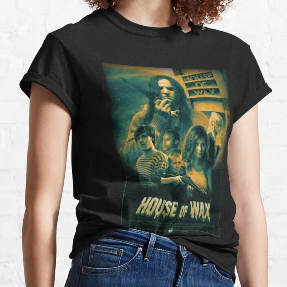 House of Wax Classic T-Shirt Tee Graphic Short Sleeve Women T-shirts for Unisex Black Casual Crew Neck T Shirt