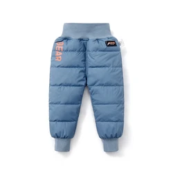 Baby Children Pants Solid Letter Print Down Thick Warm Trousers Infant Kids Casual Elastic Waist Pant 9M-5Y