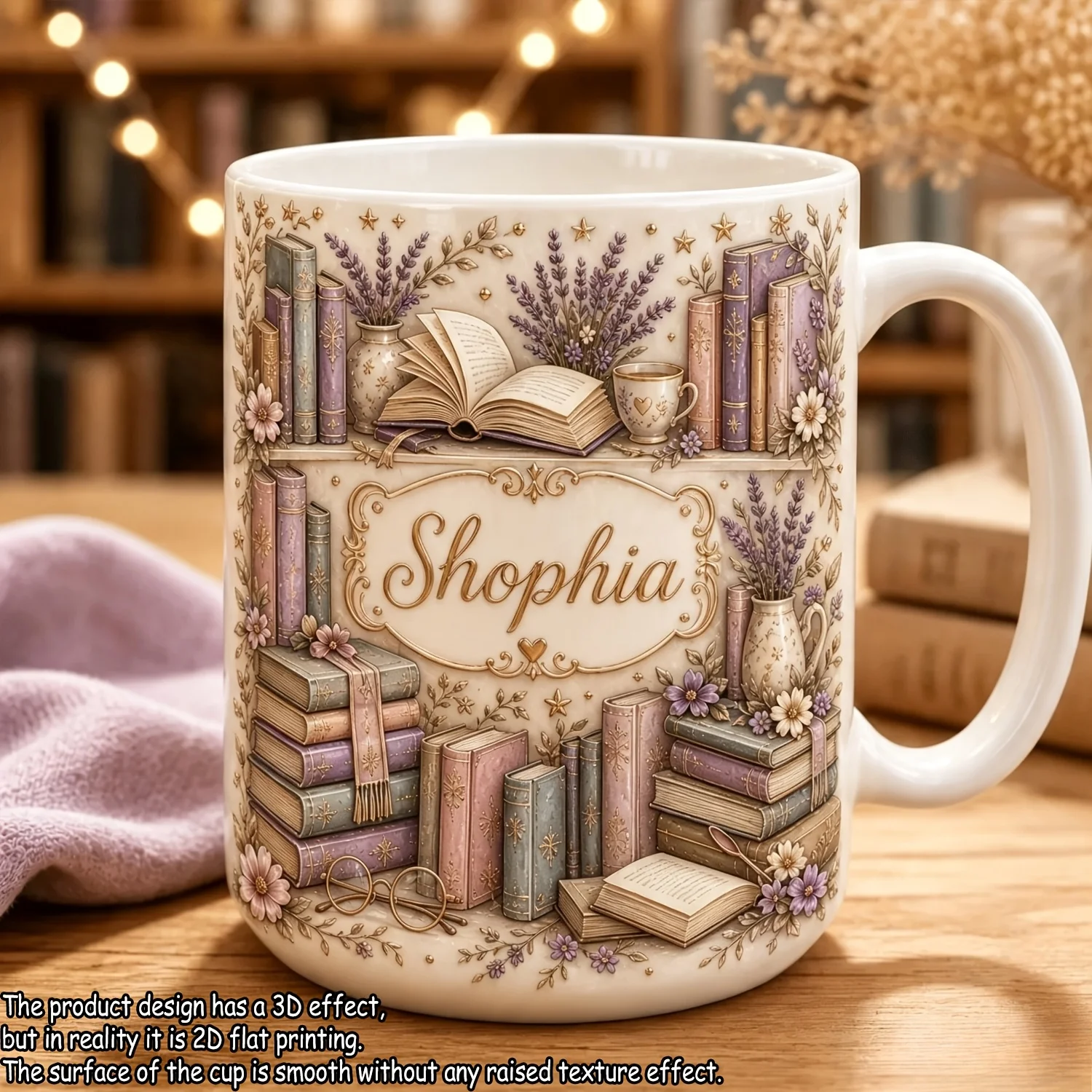 Personalized Book Fair Ceramic Mug 2D Print Reader Gift for Book Lover