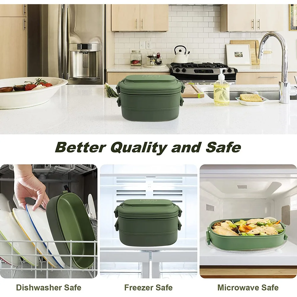 Sales Lunch Box,Leakproof Bento Box for Kids Adults,Cutlery Set Bento Boxes ,for Kid Men Women Adults Working Schools Green