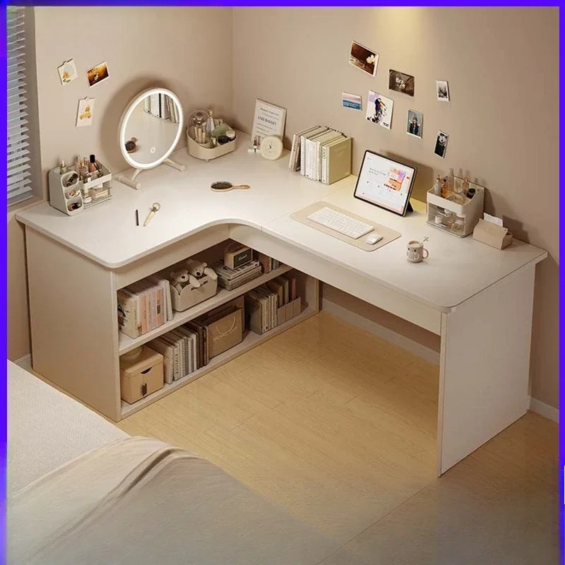 Firm Computer Desk, Bookshelf, Integrated Corner Workbench, White Corner Learning And Writing Desk Factory