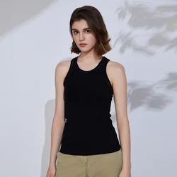 K2268L Luxury Women's Clothing Famous Brand Summer Ladies Clothes High Quality Elastic Cotton Vest Solid Shenzhen