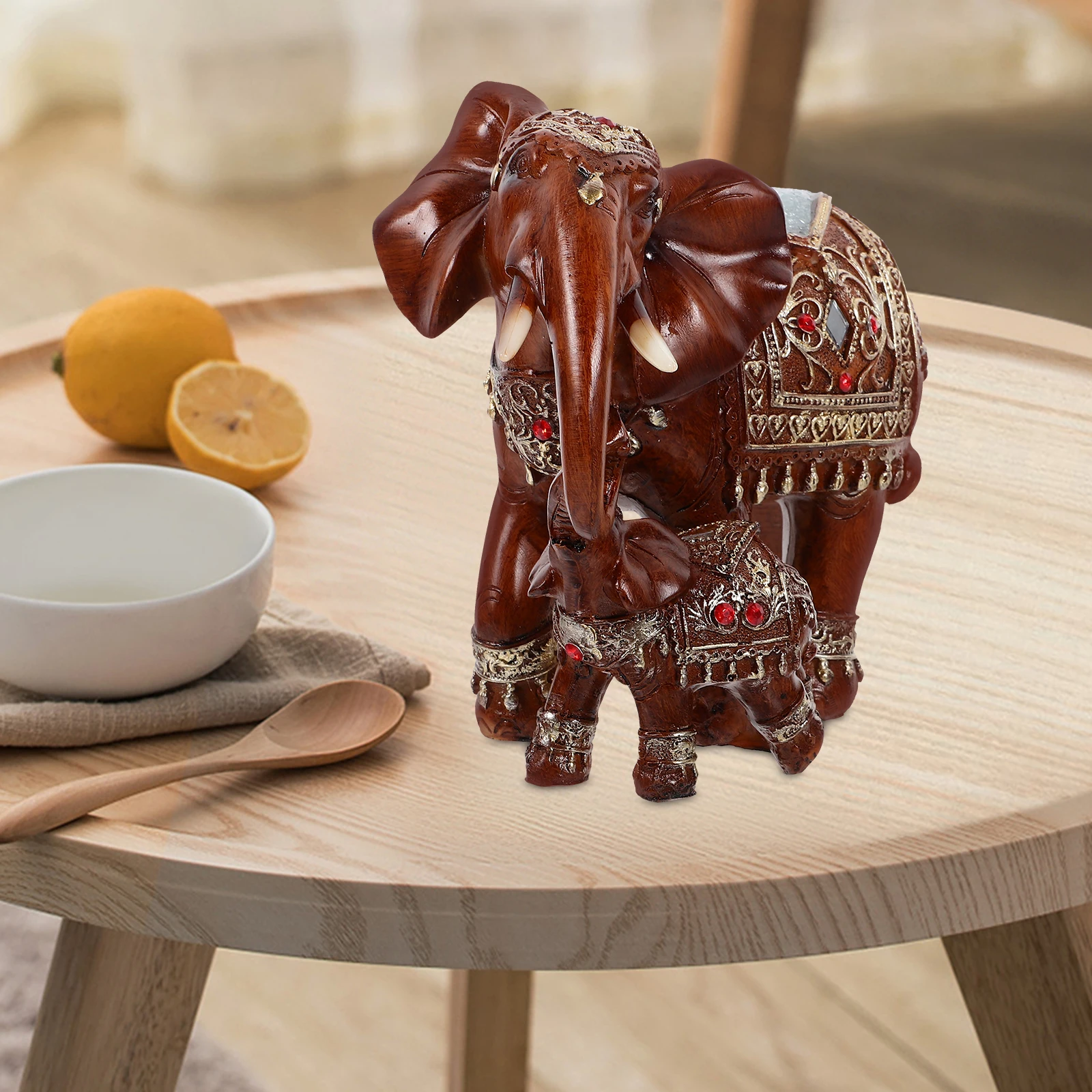 

Elephant Ornaments Resin Decor Statue for Home Household Brings Luck Desktop Small Wealth Craft Figurine Table Office