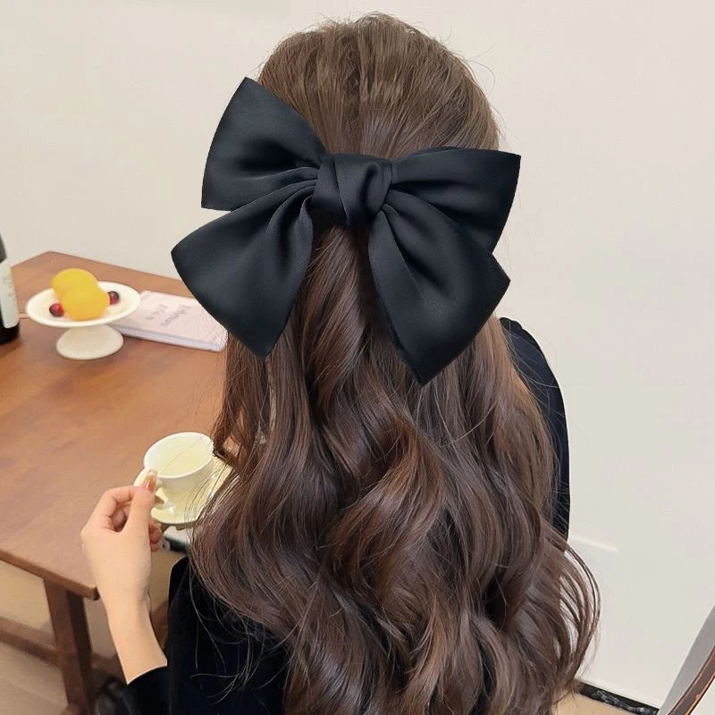 Schwarzes Haarband mit großer Schleife, Haarnadel für Damen, neue Clip-Haaraccessoires, Herbst-Haarnadel【AliS8】 – Detail 9